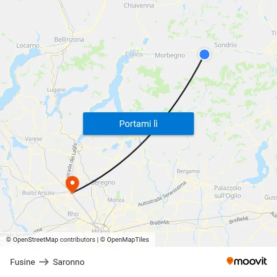 Fusine to Saronno map