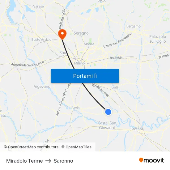 Miradolo Terme to Saronno map