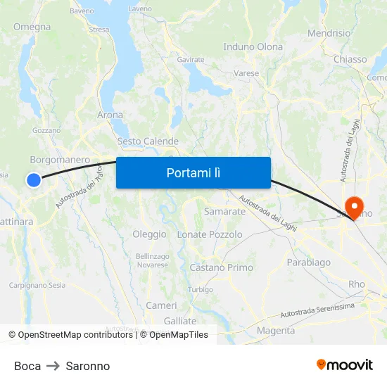 Boca to Saronno map