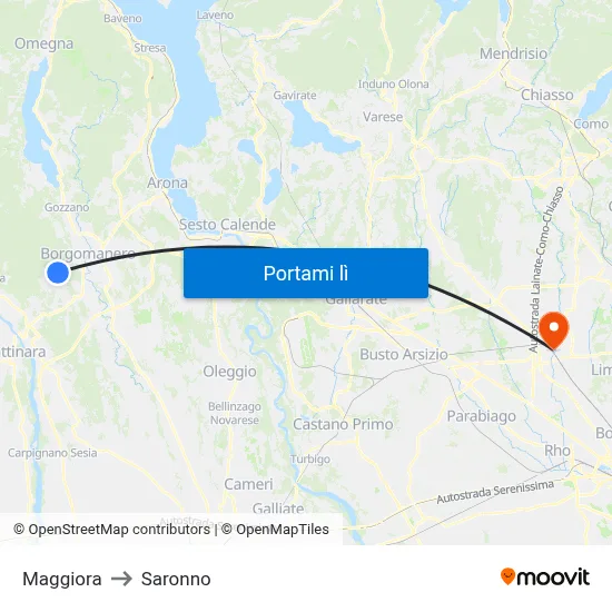 Maggiora to Saronno map
