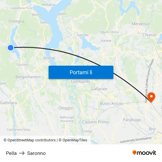Pella to Saronno map