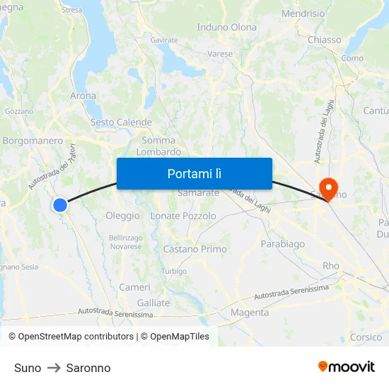 Suno to Saronno map