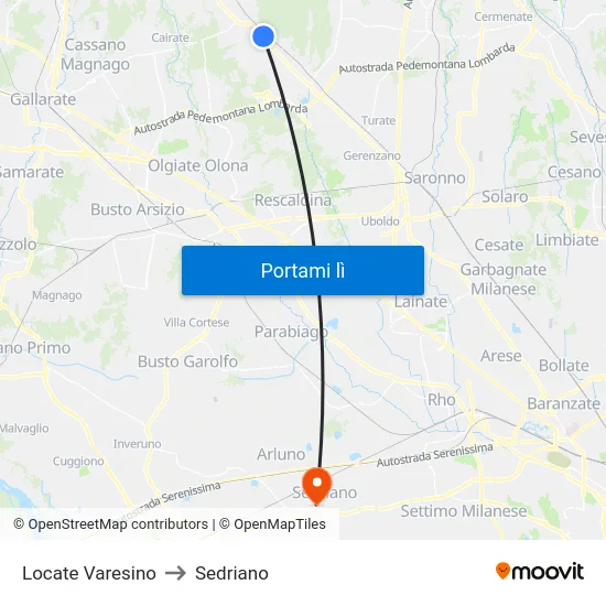Locate Varesino to Sedriano map