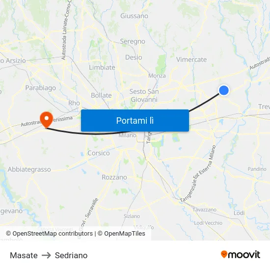 Masate to Sedriano map