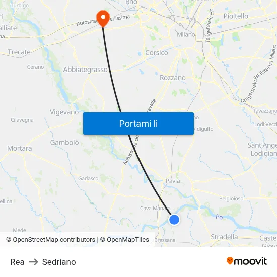 Rea to Sedriano map