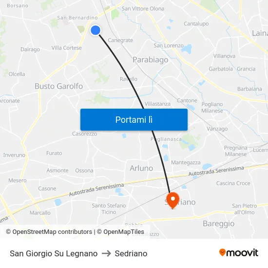 San Giorgio Su Legnano to Sedriano map