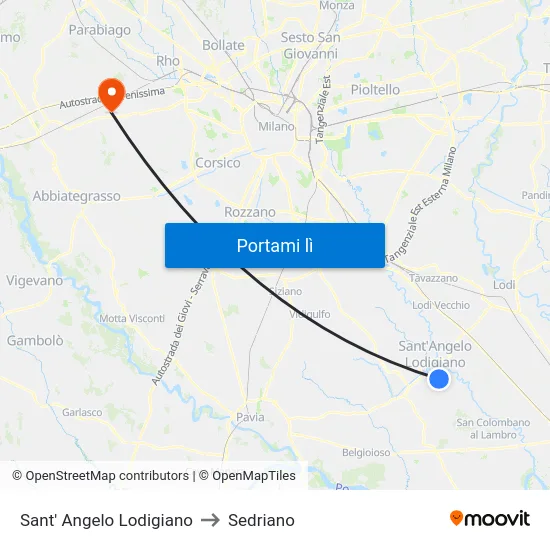 Sant' Angelo Lodigiano to Sedriano map
