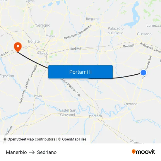 Manerbio to Sedriano map