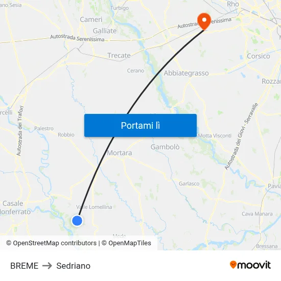 BREME to Sedriano map