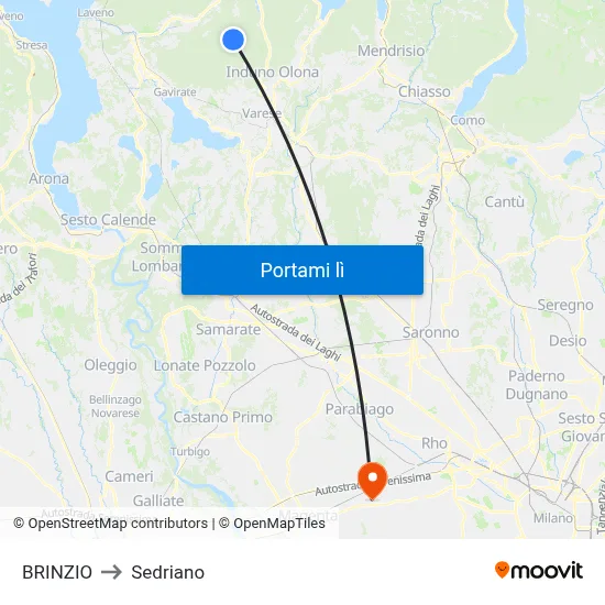 BRINZIO to Sedriano map