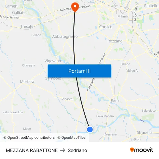 MEZZANA RABATTONE to Sedriano map