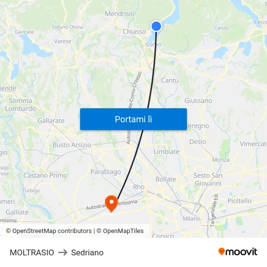 MOLTRASIO to Sedriano map
