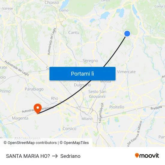 SANTA MARIA HO? to Sedriano map