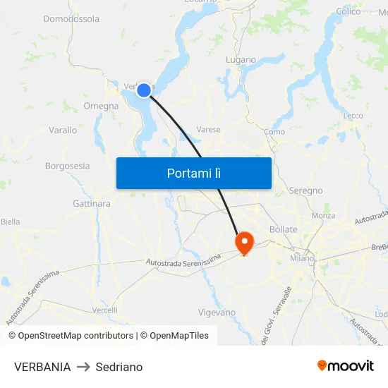 VERBANIA to Sedriano map