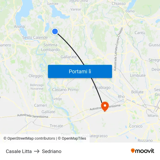 Casale Litta to Sedriano map