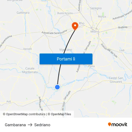 Gambarana to Sedriano map
