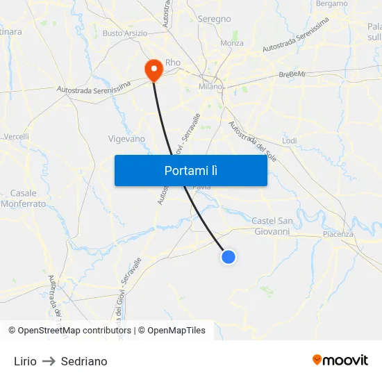 Lirio to Sedriano map