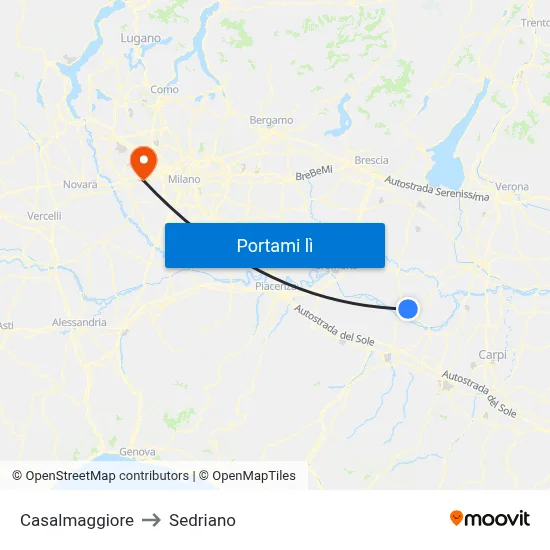 Casalmaggiore to Sedriano map