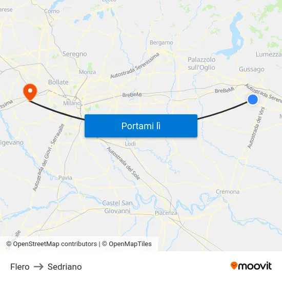 Flero to Sedriano map