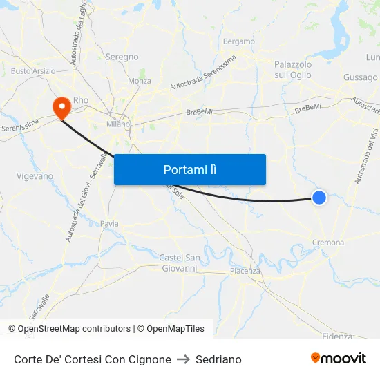 Corte De' Cortesi Con Cignone to Sedriano map