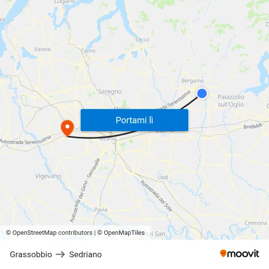 Grassobbio to Sedriano map