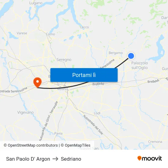San Paolo D' Argon to Sedriano map