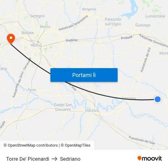 Torre De' Picenardi to Sedriano map
