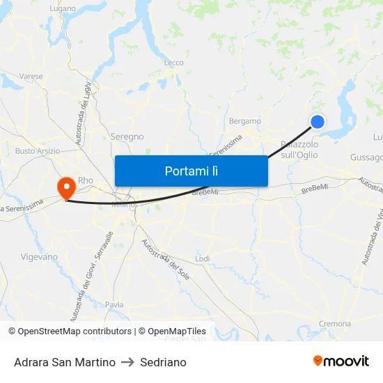 Adrara San Martino to Sedriano map