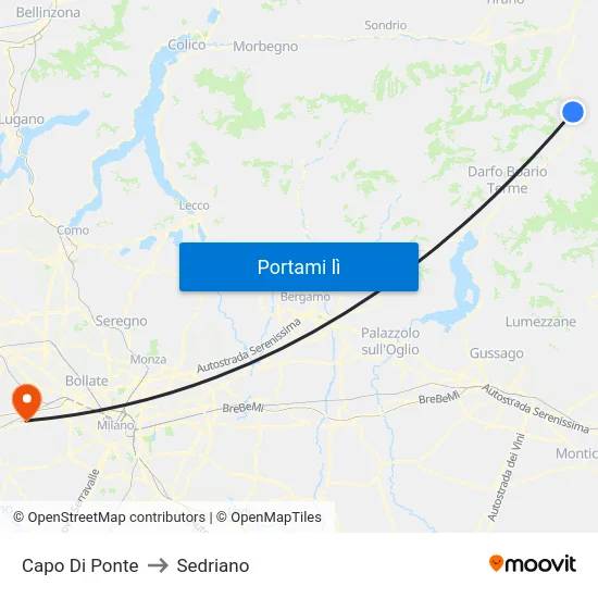 Capo Di Ponte to Sedriano map