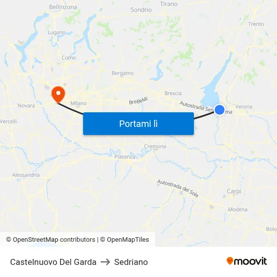 Castelnuovo Del Garda to Sedriano map