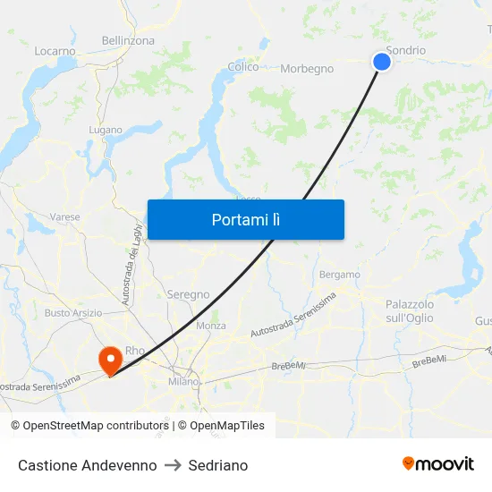 Castione Andevenno to Sedriano map