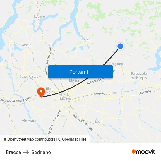 Bracca to Sedriano map