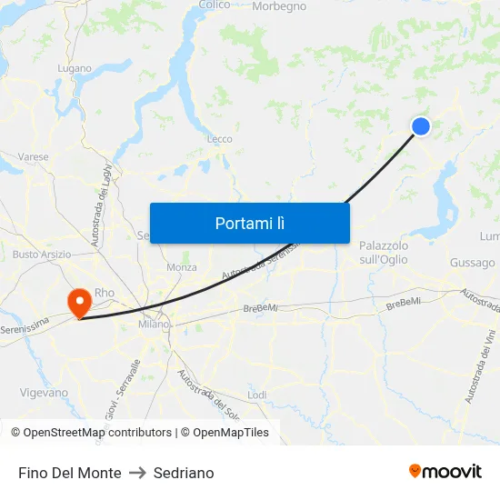 Fino Del Monte to Sedriano map