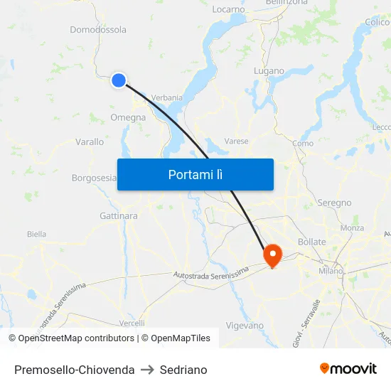 Premosello-Chiovenda to Sedriano map