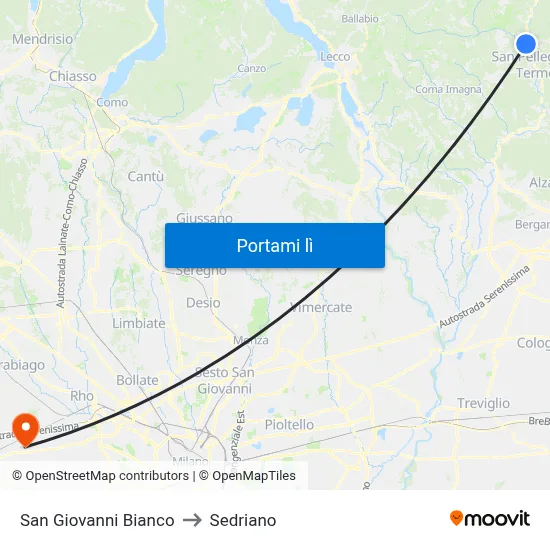 San Giovanni Bianco to Sedriano map