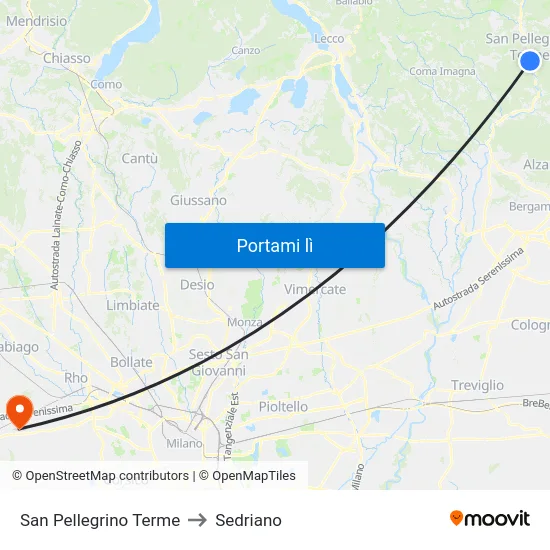 San Pellegrino Terme to Sedriano map