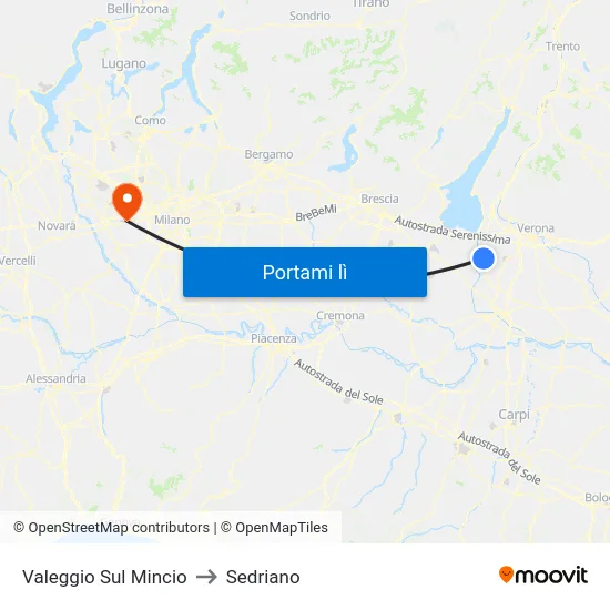 Valeggio Sul Mincio to Sedriano map