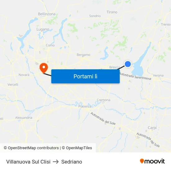 Villanuova Sul Clisi to Sedriano map