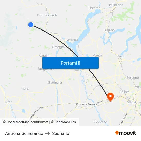 Antrona Schieranco to Sedriano map