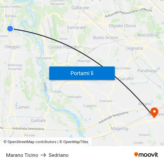 Marano Ticino to Sedriano map
