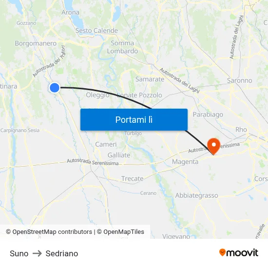 Suno to Sedriano map