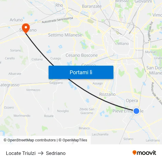 Locate Triulzi to Sedriano map