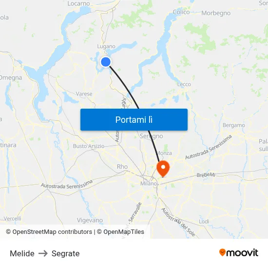 Melide to Segrate map