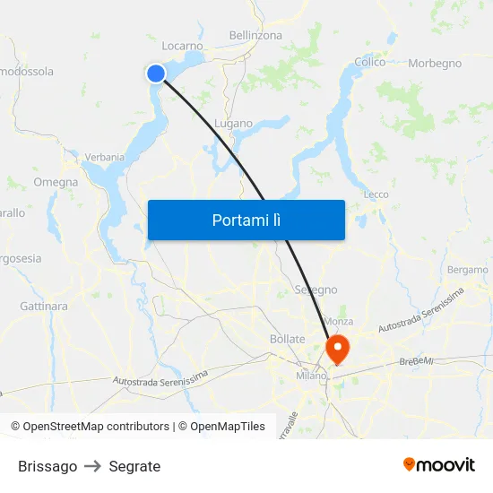 Brissago to Segrate map