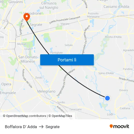 Boffalora D' Adda to Segrate map