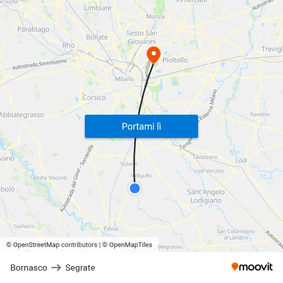 Bornasco to Segrate map