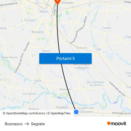 Bosnasco to Segrate map