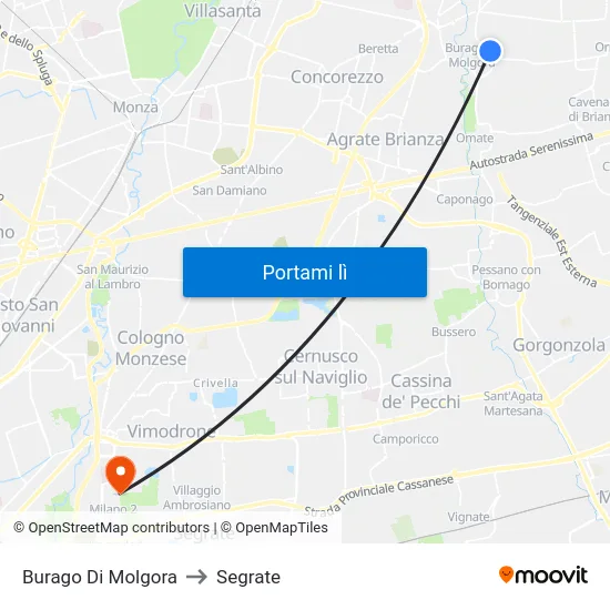Burago Di Molgora to Segrate map