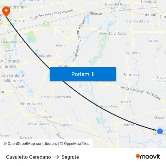Casaletto Ceredano to Segrate map
