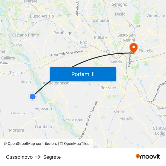 Cassolnovo to Segrate map